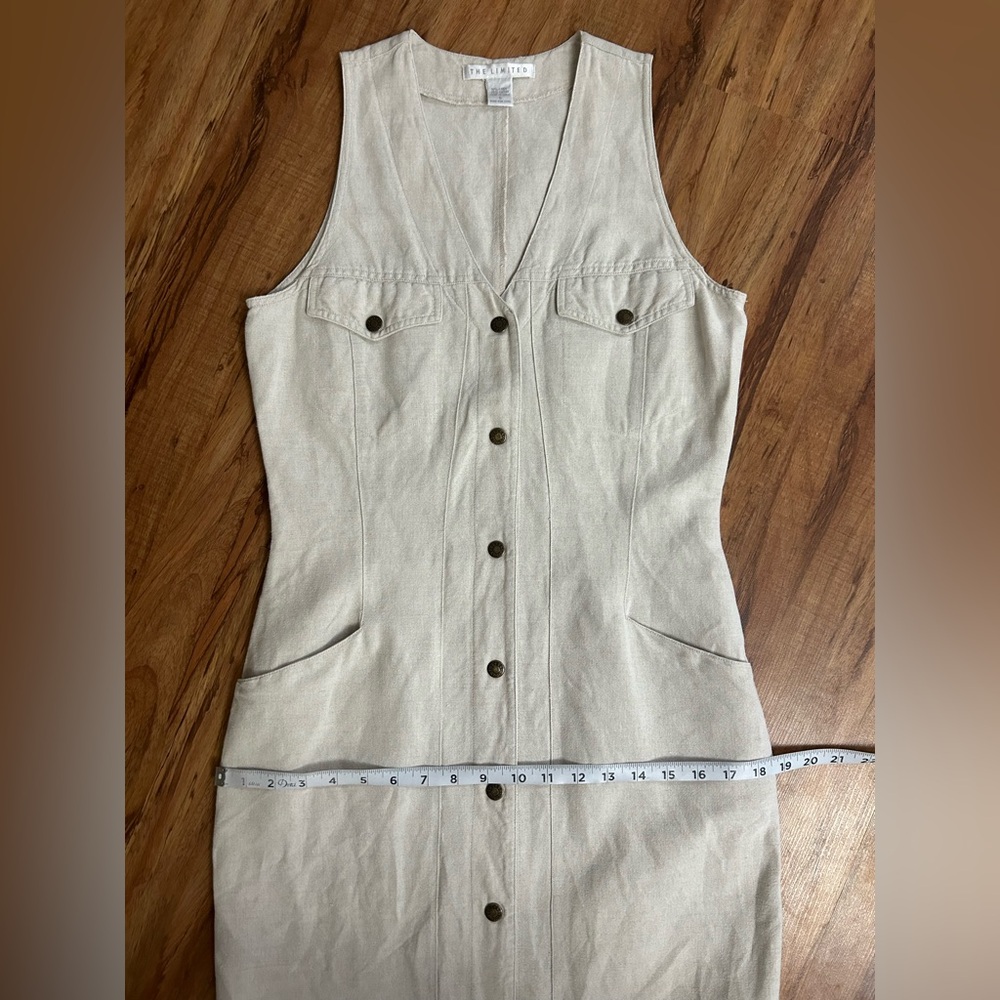 Vintage 90s The Limited Linen Cotton Blend Button Snap Maxi Dress Womens 6 - Picture 9 of 12